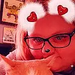 Hair, Nose, Glasses, Head, Picture Frame, Eyebrow, Cat, Eyes, Vision Care, Facial Expression, Felidae, Carnivore, Whiskers, Fawn, Small To Medium-sized Cats, Eyewear, Happy, Snout, Beauty